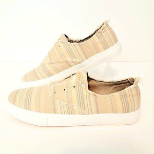 Rocket Dog Size 8.5 Afina Rumney Beige Stripe Slip-On Canvas Sneakers Shoes NWOB